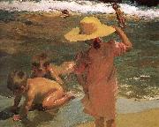 Joaquin Sorolla Children swimming beach painting